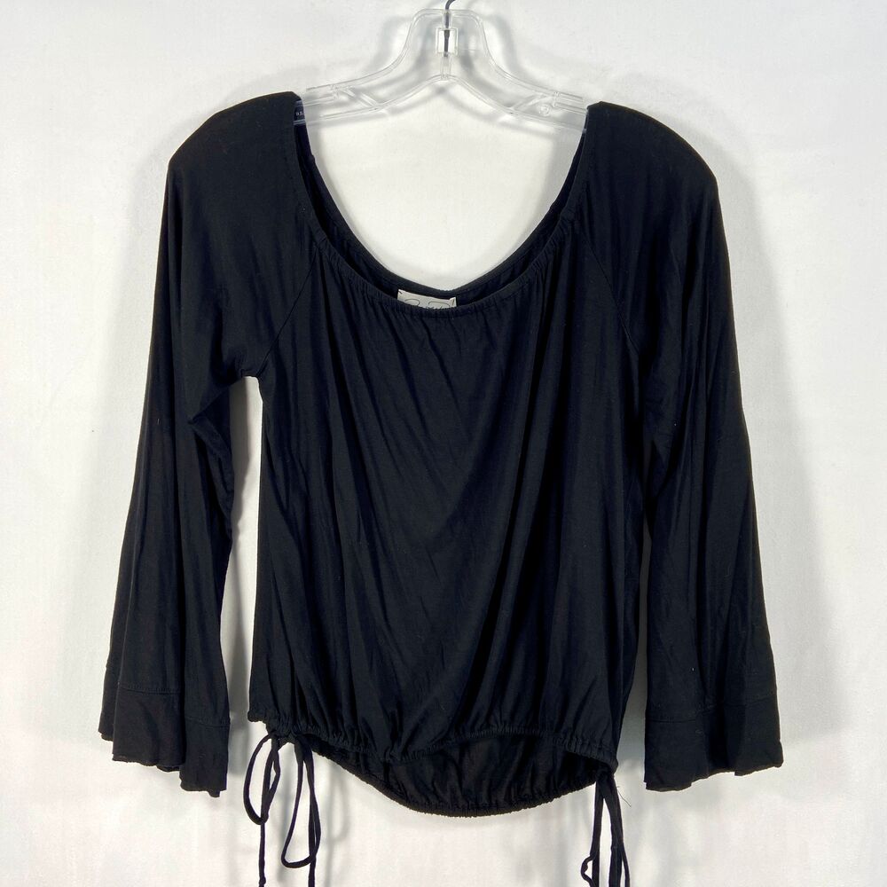 Feel The Piece Terre Jacobs Black Scoop Neck Long‎ Sleeve Top Womens M/L